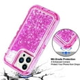 thumbnail image 4 of For Apple iPhone 16 Pro Max Dual Layer Protective Shockproof Tough Defender Sparkling Liquid Glitter Heart Case Cover Pink, 4 of 5