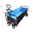 thumbnail image 2 of ACE-GARDEN,1-YEAR-WARRANTY,57"x24.8"x41.3",With 2 Brakes,Big large capacity Folding cart Extra Long Extender Wagon Cart Folding Wagon Garden Shopping Beach Cart (Black+Blue+Brake), 2 of 8