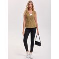 thumbnail image 3 of DARING DIVA Women's V Neck Patch Pockets Button Down Sleeveless Jacket M Light Brown, 3 of 6