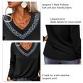 thumbnail image 4 of Leopardo Cuello En V Jersey Suelto Casual Manga Larga Top Túnica Suave De Moda Para Mujer Negro XL, 4 of 5