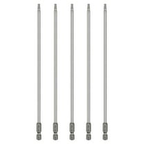 Uxcell 5pcs T20 Torx Head Screwdriver Bit 1/4" Hex Shank 8" (200mm) Long Magnetic No Hole Tip 6 Point Star Screw Driver