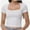 White, variant on Women's Square Neck Tops Short Sleeve Crop Tops Workout Summer Clothes Casual Slim Fit T-Shirts