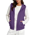 thumbnail image 2 of Enjoytime Oversized Sweatshirt For Women Sleeveless Hooded Zip Up Waistcoat Casual Drawstring Hoodie, 2 of 8