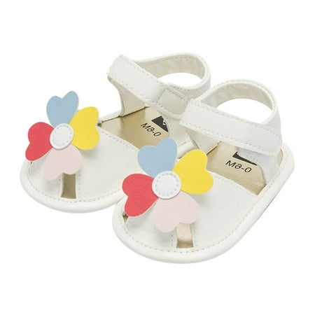 

nsendm Fall Kids Shows Girls Floral Shoes First Walkers Shoes Summer Toddler Flower Flat Toddler Sandal Sandal White 6 Months