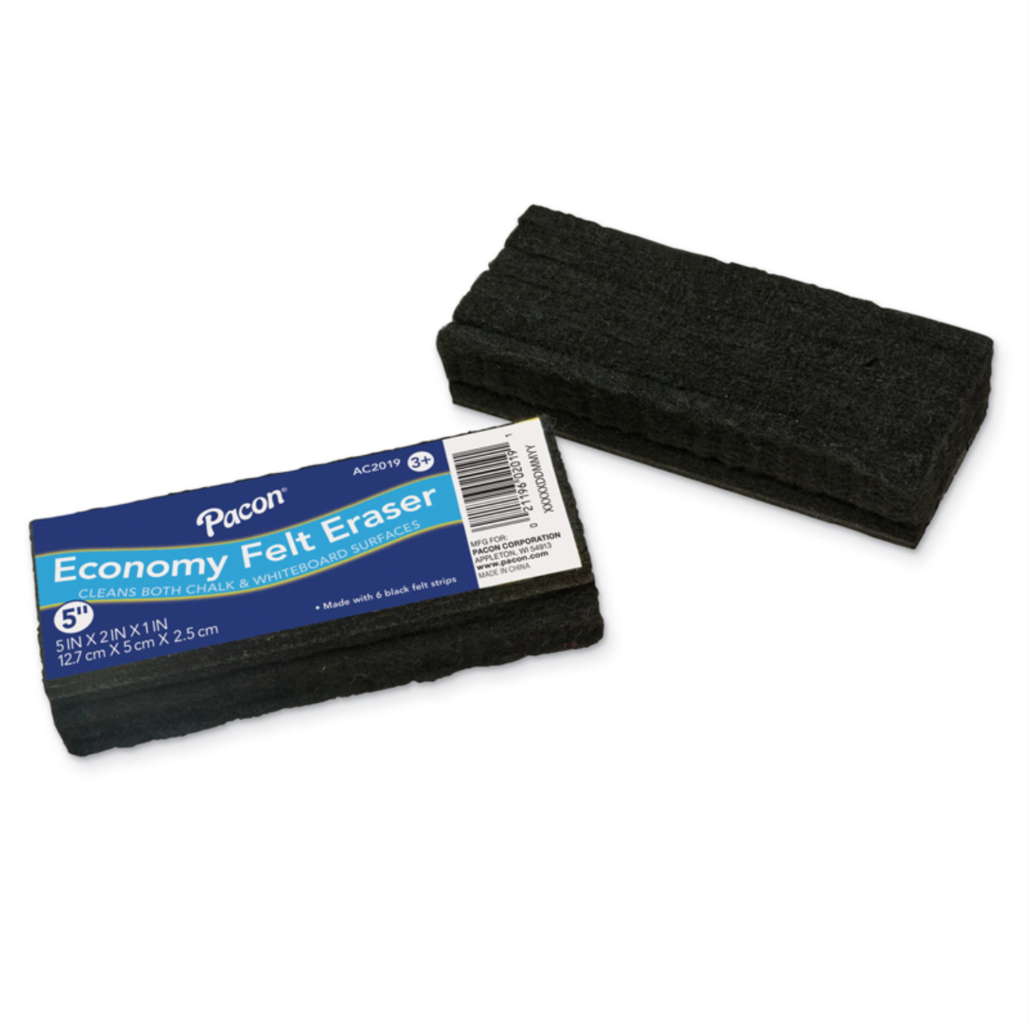 5" 6 Black Felt Strips 1 Eraser Pacon Chalk & Whiteboard Eraser Economy 