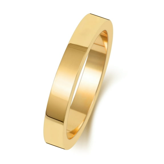 Light 18k Gold 3mm Flat Men/Women Wedding Band/Ring