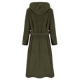 thumbnail image 7 of Fleece Hooded Robes for Women Solid Color Bathrobes Contrast Belt Hoody Soft Nightgown Short Above Knee Pajamas Loungewears with Pockets (Includes Belt), 7 of 7