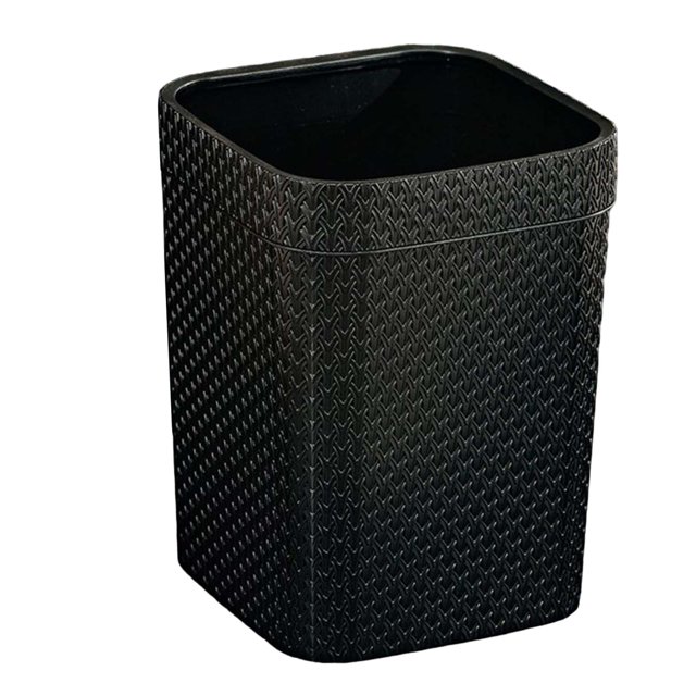 Abbracc Garbage Bucket Square Rattan Room Toilet Kitchen Black