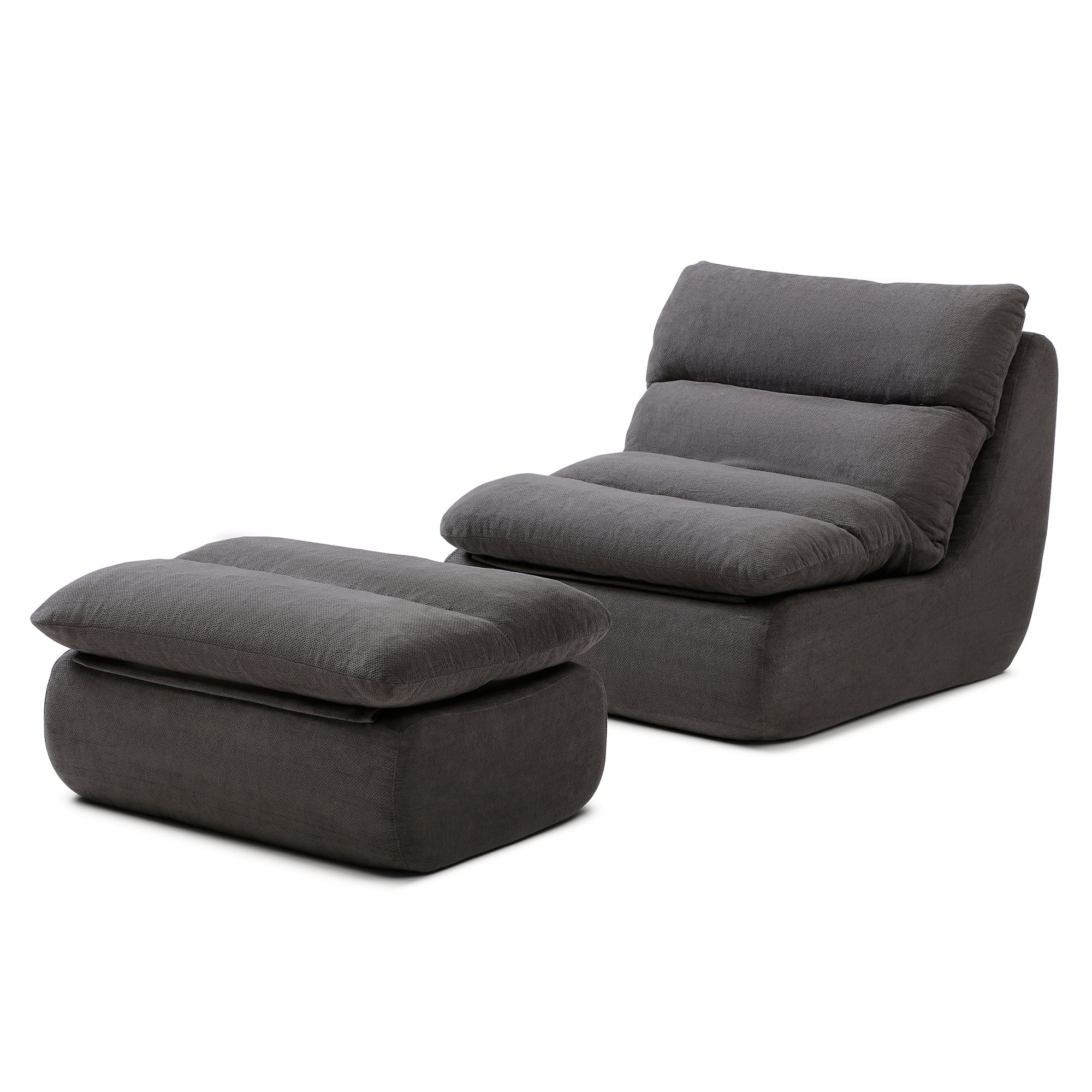 32" Bean Bag Chair & Ottoman, Tufted Lazy Sofa for Adults