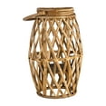 thumbnail image 2 of 16" Lantern - Brown Wicker and Iron Candle Holder - Modern and Contemporary Rustic Farmhouse Tabletop Decor for Indoor or Outdoor, 2 of 11
