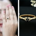 thumbnail image 3 of Rosec Jewels Natural Black Onyx Engagement Ring with Diamond - Vintage Style Ring - AAA Quality - with Jewelry Box, 10K Yellow Gold, US 7.50, 3 of 9