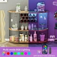 thumbnail image 4 of JUMMICO Wine Bar Cabinet with LED Light and Charging Station, Freestanding Wine Racks & Cabinet with 3 Tiers Storage Shelves and Footstands, Coffee Liquor Bar Cabinets for Home/Kitchen (Brown), 4 of 14