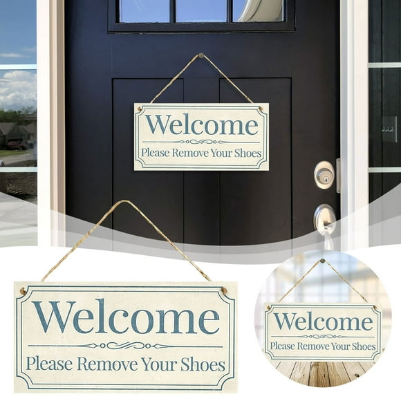 Wooden Hanging Welcome Sign Welcome Rectangular Farmhouse Outdoor/Indoor Décor Welcome Sign For Porch Or Front Door Natural Wood Grain Fall Door Signs And Sign Welcome Metal Sign for Wreath Hanging