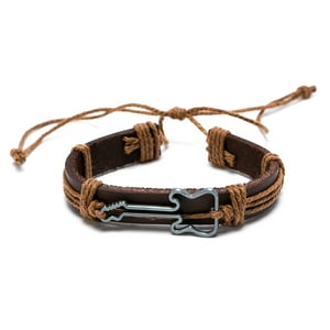 Millam - Pulsera Unisex De Cuero E Hilo Con Dije De Guitarra Ajustable