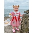 thumbnail image 5 of BemeyourBBs Kids Toddler Baby Girls Birthday Dress Outfit 1 2 3 4 Years Old Birthday Summer Clothes Puff Short Sleeve Doll Collar Front Bow Animal Cake Plaid Gingham Dress, 5 of 9