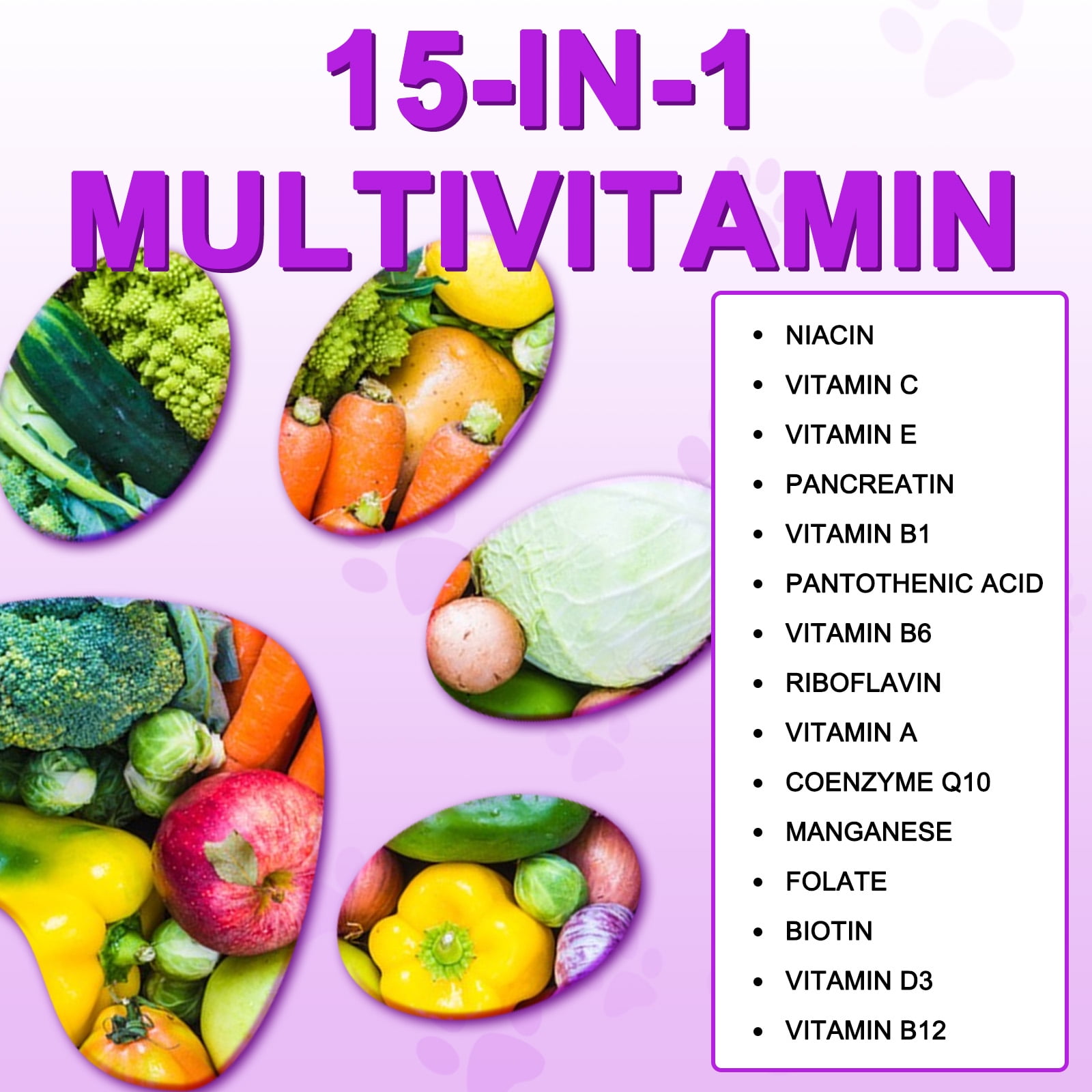 Oimmal 15-in-1 Multivitamin Chewable Tablets for Dogs, Glucosamine and Fish Oil (EPA 18% & DHA 12%) Support for Joint & Heart Health, Aiding Digestion, Immune System Support 180P*2