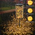 thumbnail image 2 of Set of 2 Solar Lantern Lights with Circle Flower, IP44 Outdoor Waterproof Metal LED Decorative Light for Garden Patio Courtyard Lawn, Bronze, 2 of 6