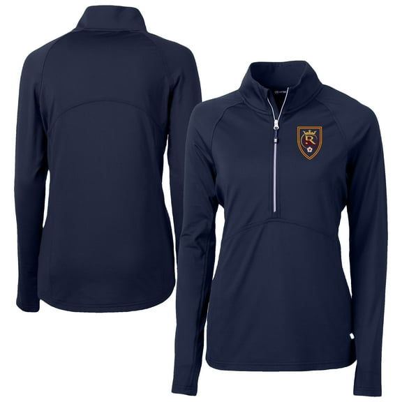 Women's Cutter & Buck  Navy Real Salt Lake Adapt Eco Knit Stretch Recycled Half-Zip Top