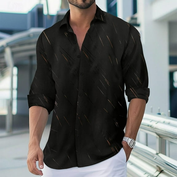 Aimik Hanes Up to 65% off Clearance Mens Casual Button Down Shirts Solid Long Sleeve Spread Collar Dress Shirt Summer Beach Shirt-Black XXL