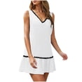 thumbnail image 5 of qolati Women's Swimsuit Coverup 2025 Summer Ruffle Beach Dress V Neck Waves Bathing Suit Cover Up Tank Dresses, 5 of 8