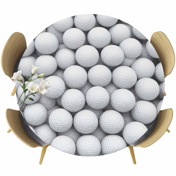 Golf Round Tablecloth, Fitted Table Cover with Elastic for 36"-44" Round Tables, Modern Geometric Abstract Balls Textured Table Cloth Outdoor Indoor Dinning Party Waterproof Tablecloths