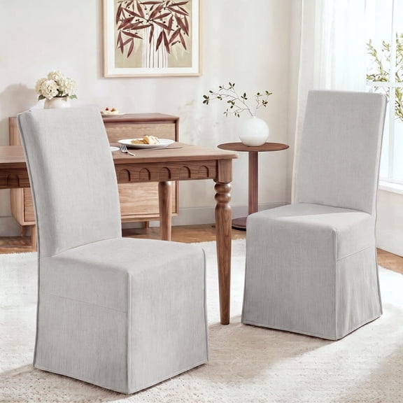 Gericco Upholstered Dining Chairs Set of 2 Mid-Century Modern Linen Upholstered Wooden Side Chairs – Sturdy Frame, Comfort Foam for Dining Room, Gray