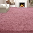 thumbnail image 2 of Janvonne Soft Fluffy Shaggy Area Rug, 9'x 12' Bean paste Pink Plush Fuzzy Carpet for Bedroom Living Room, Non-Slip Modern Indoor Shag Rug for Kids Room Nursery Home Decor, 2 of 8