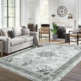 thumbnail image 2 of GlowSol 8' x 10' Area Rug Vintage Floral Rug Non-Shedding Non Slip Carpet Distressed Floor Carpet for Dining Room Office, Gray, 2 of 7