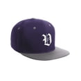 thumbnail image 2 of Daxton Classic Snapback Hat Old English Font Alphabet A to Z Flat Bill Visor Cap, Purple Light Grey Hat, White V, 2 of 3