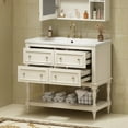 thumbnail image 3 of 36" Bathroom Vanity with Resin Sink, Freestanding Bathroom Vanity Cabinet with 4 Drawers and Soft Closing Doors, Beige, 3 of 7