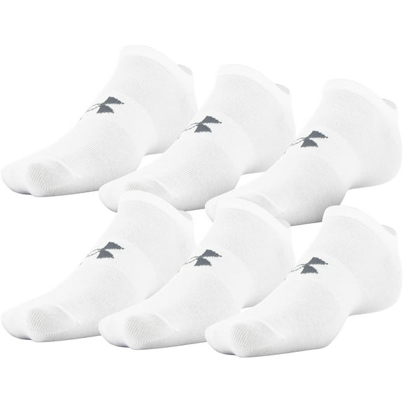 Under Armour Adult Essential Lite No Show Socks, 6-Pairs , White , Medium