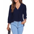 thumbnail image 3 of Fantaslook Womens Blouses Collared V Neck 3/4 Sleeve Shirts Business Casual Tops Work Blouse, 3 of 7