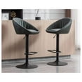 thumbnail image 3 of Drevy Adjustable Swivel Bar Stools Set of 2 Modern Counter Height Barstools with Low Back Leather Upholstered Kitchen Island Bar Chairs with Metal Footrest for Home Bar/Dining Room, Dark Green, 3 of 6