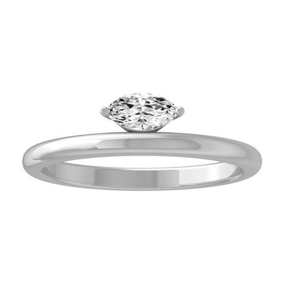 ARAIYA FINE JEWELRY Sterling Silver Lab-Grown Marquise-shape Diamond Solitaire Engagement Ring (1/5 Cttw, D-F Color, VS1 Clarity) Size 10