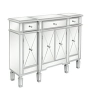 UBesGoo Mirrored Credenza Console Table with Drawers and Doors Sideboards and Buffets Cabinet with Storage Media Table for Dining Room/Living Room, Fully Assembled