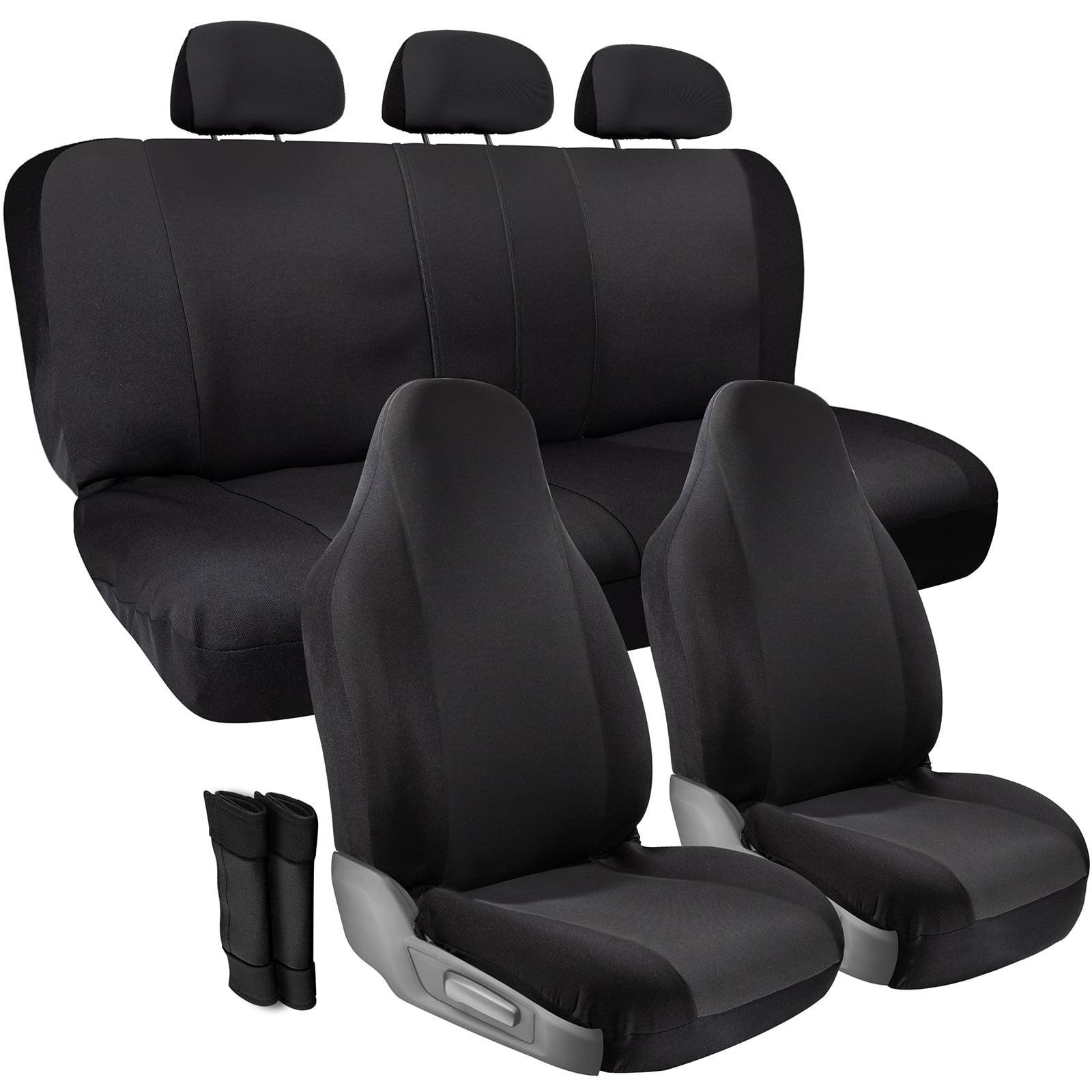Oxgord Car Seat Covers Polyester Gray and Black Universal Fit (10 Piece) (SCGM-S1G-BK)