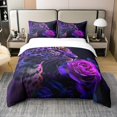 thumbnail image 2 of Queen Size Bedding Set,Jungle Wild Animal Neon Purple Breathable Comforter, 2 of 7