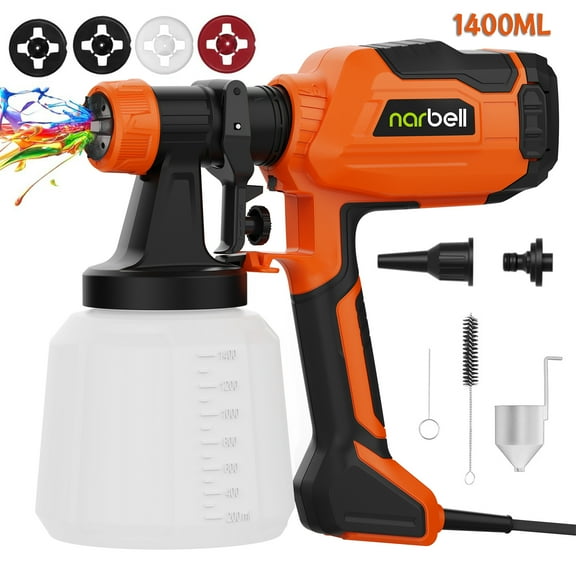 Paint Sprayer, 700W HVLP Spray Gun with Cleaning & Blowing Joints, 4 Spray Patterns, 47.34oz Container, Wired High-power Paint Sprayer, Easy to Clean for House Painting Furniture Cabinets Fence Walls