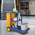 thumbnail image 5 of TUFFIOM Commercial Traditional Cleaning Janitorial 3-Shelf Cart, 500 Lbs Capacity Housekeeping Cart, 42.5"L x 18.7"W x 37.6"H , Wheeled with 22 Gallon Zippered Yellow Vinyl Bag and Cover w lid , Blue, 5 of 9