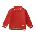 thumbnail image 4 of NIEWTR Kids Fall Winter Clothing Long Sleeve Crewneck Chunky Knit Sweater Colorful Print Pullover Cold Weather Top 2t 3t 4t 5t 6t(B-Red,4-5 Years), 4 of 4