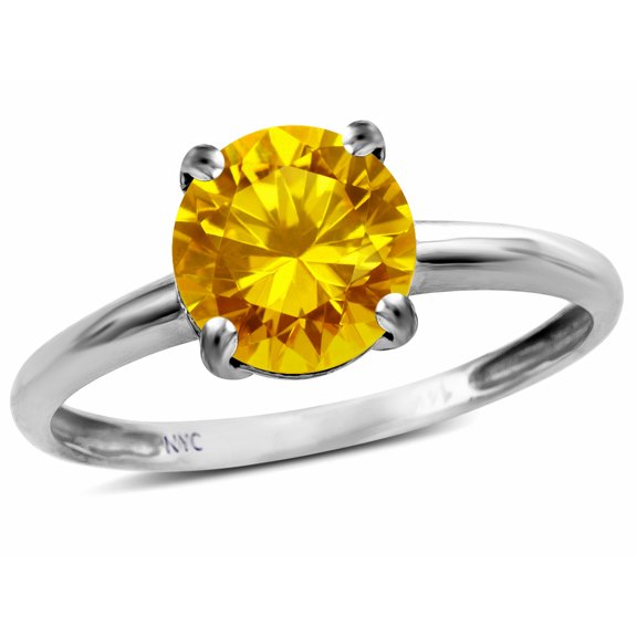Star K � Genuine Citrine Round 7mm Classic Solitaire Engagement Promise Ring