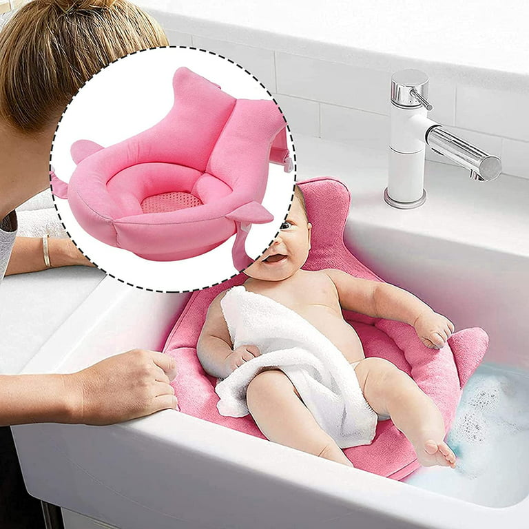 Baby Bath Mat with Baby Shower Seat Bathtub Cushion Back Support