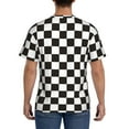 thumbnail image 3 of Bixox Men's Black and White Checkerboard Printed Short Sleeve Skinny Athletic T-Shirt, 3 of 6