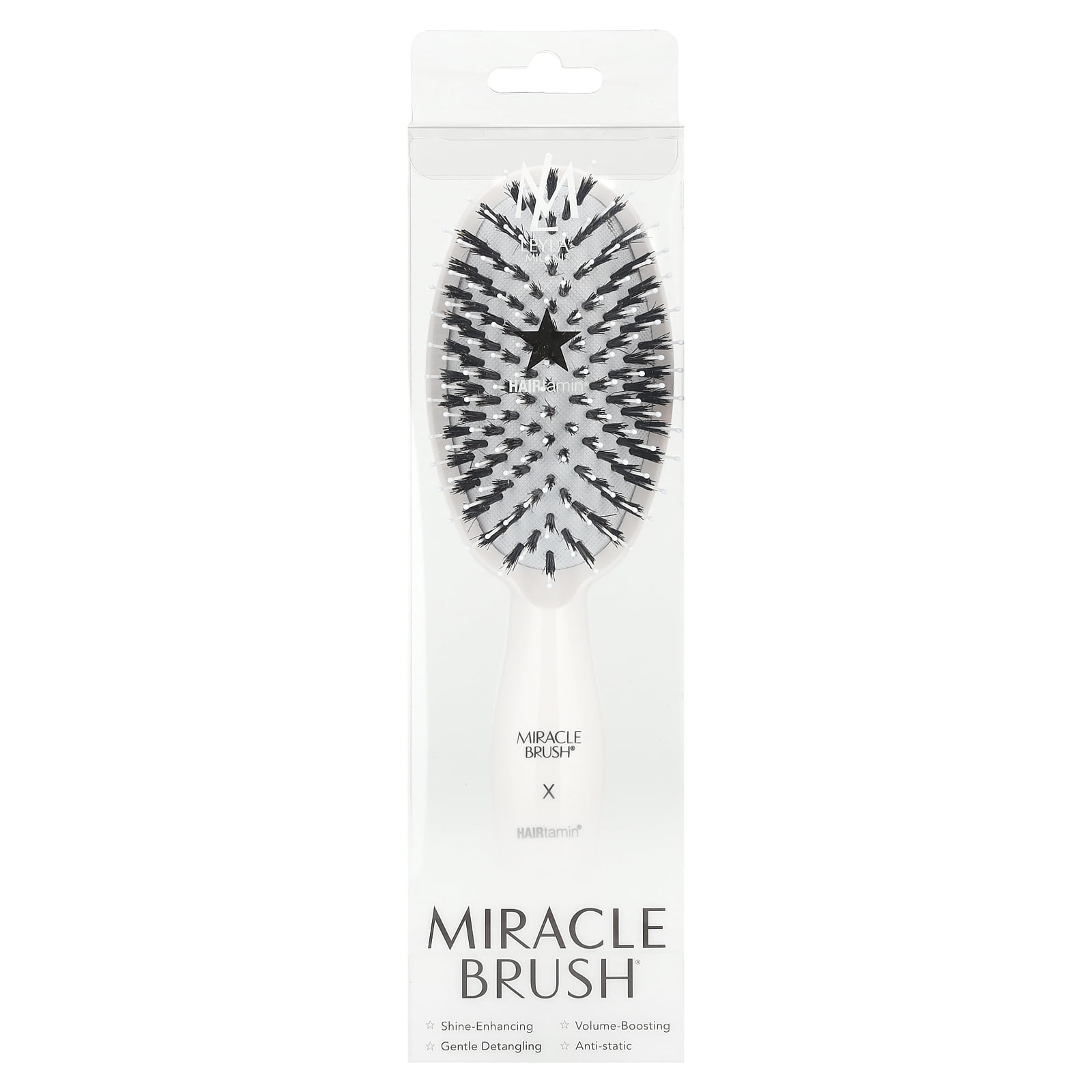 HAIRtamin Miracle Detangling Brush, One Size, White – Gentle Hair Detangler for Adults and Kids