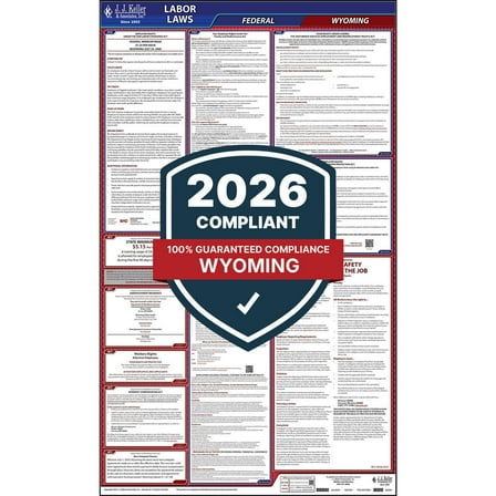 2025 Wyoming Labor Law Poster, All-in-One Compliant WY State & Federal Laminated Poster (24" x 40" English)