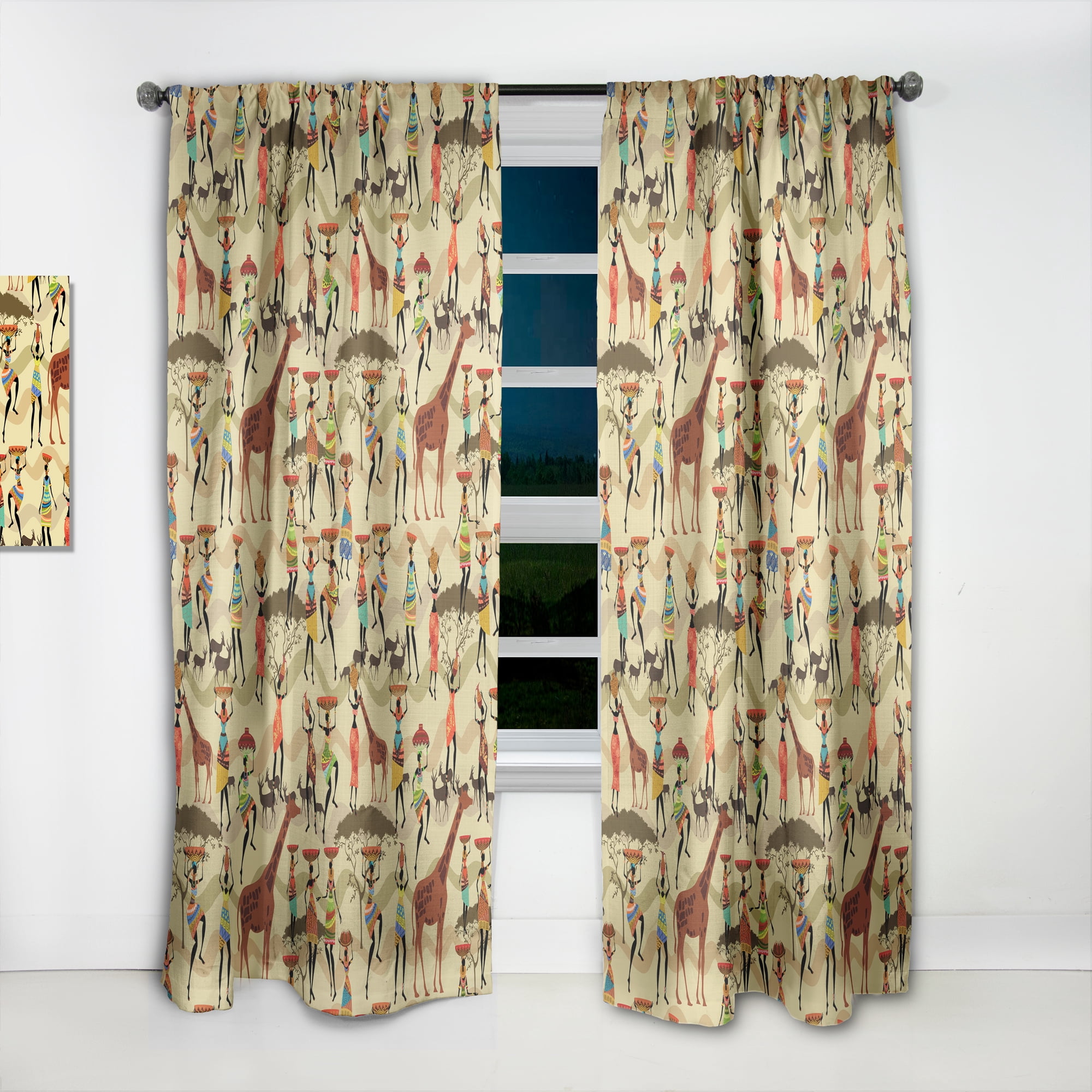 Designart 'African Women With Texture' Tropical Curtain Panel