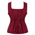 thumbnail image 3 of Grebrafan Corset Pirate Burlesque Lace up Clothing for Women Wine Red M, 3 of 5