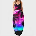 thumbnail image 2 of Up to 60% Off! pstuiky Summer Dress, Women Sleeveless V-Neck Suspender Dress Printed Dress Floor-Length Dress Loose Leisure Dress on Sale Multicolor M, 2 of 5