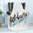thumbnail image 4 of Just Breathe Soft Flannel Fleece Throw Blanket, Inspirational Message About Overcoming Panic and Stressful Mood, Cozy Plush for Indoor and Outdoor Use, 50" x 60", Pale Blue Black White, by Ambesonne, 4 of 5