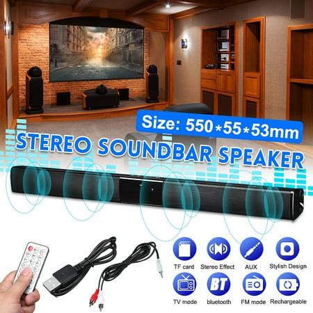 Stereo Audio Subwoofer - 22 inch Wireless Soundbar TV Stereo Speaker Subwoofer Sound Bar Home Theater Home Audio